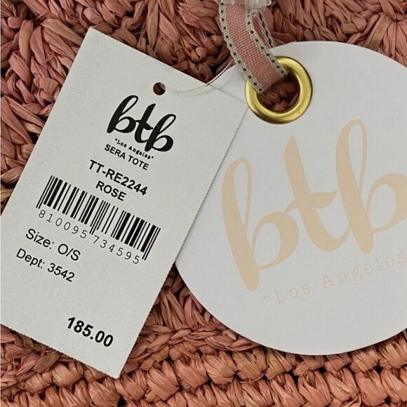 BTB Los Angeles Women's Sera Straw Tote - Color Rose - NWT - Picture 5 of 7